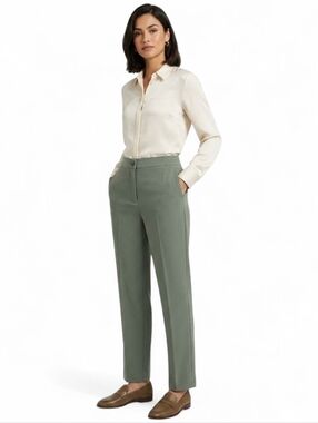 Zephir Army  Olive Green High Waisted Straight Leg Dress Pants Trouser Small NWT